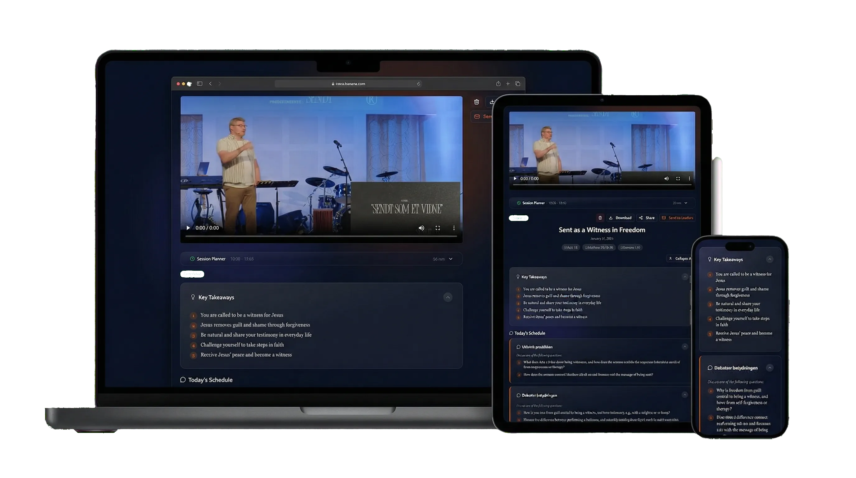 FromSunday.io shown on MacBook, iPad, and iPhone
